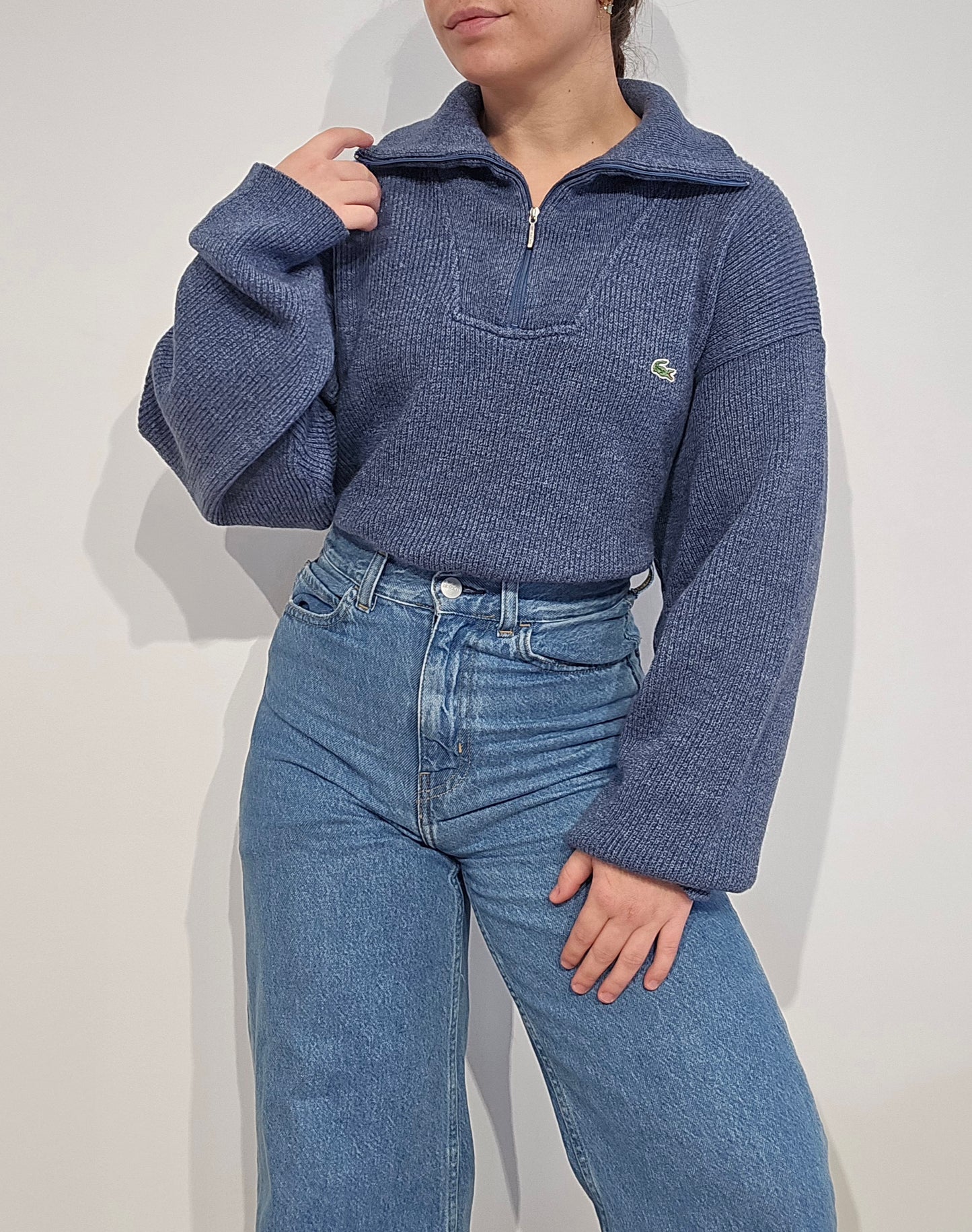 Pull camionneur en laine bleu des années 90'- XL
