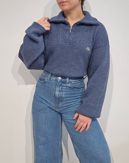 Pull camionneur en laine bleu des années 90'- XL