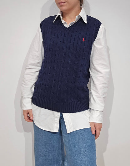 Pull en maille torsadée marine - XS