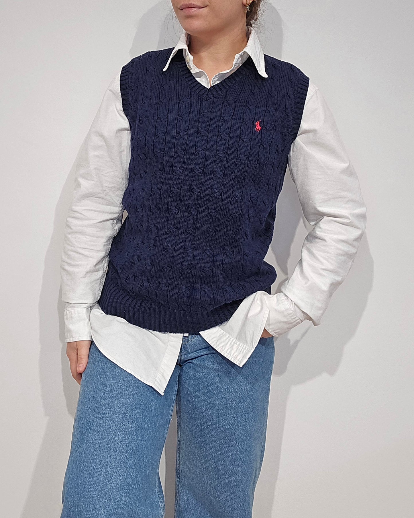 Pull en maille torsadée marine - XS