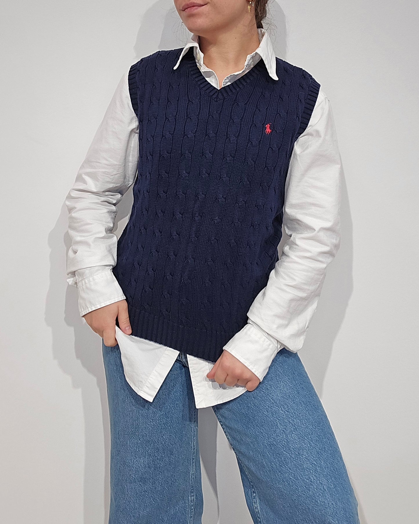 Pull en maille torsadée marine - XS