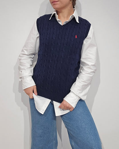 Pull en maille torsadée marine - XS