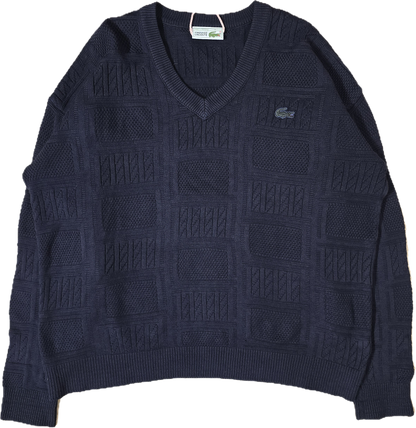 Pull col V marine des années 80' made in France - L