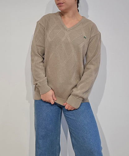 Pull col V marron des années 90' - S