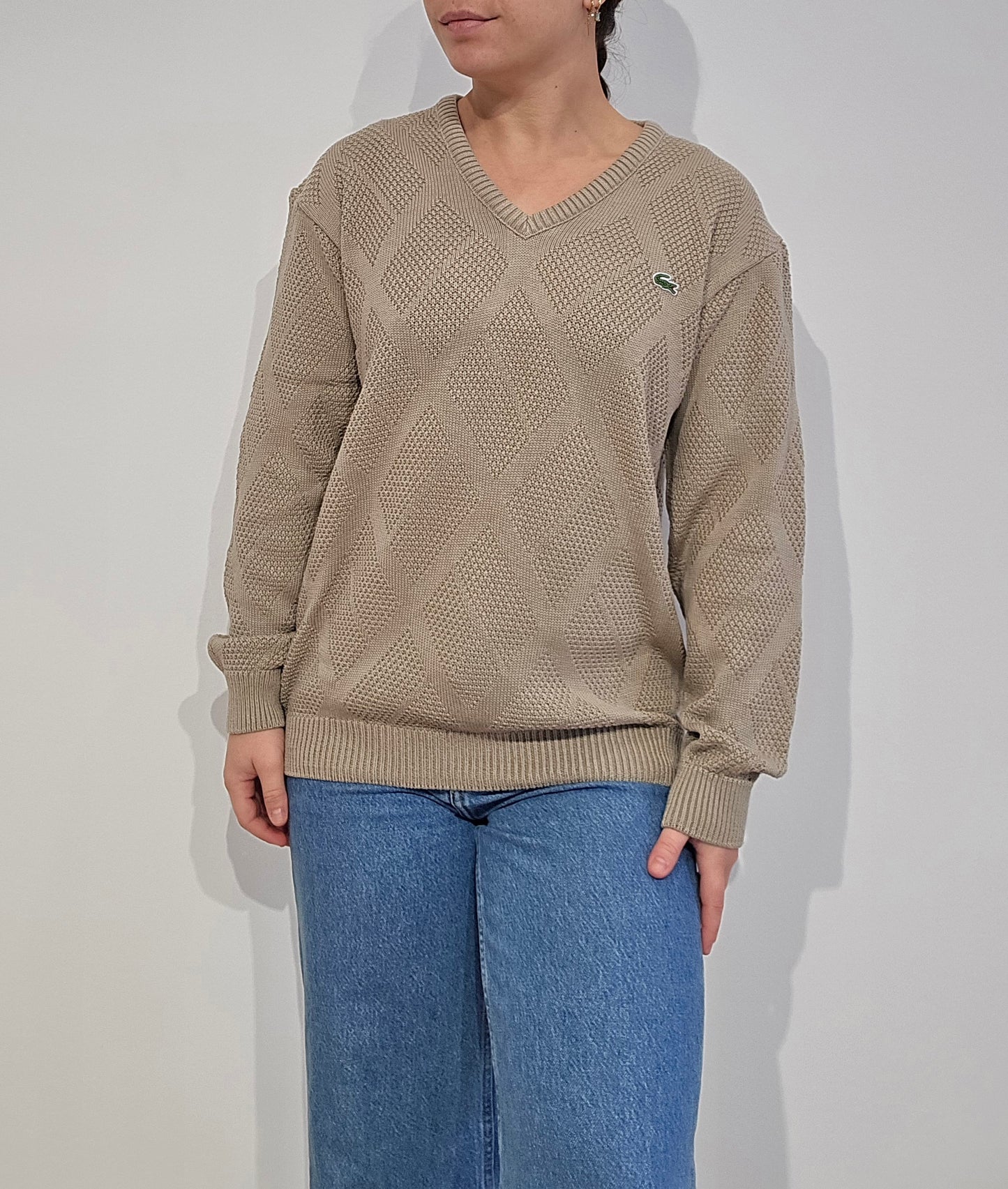 Pull col V marron des années 90' - S