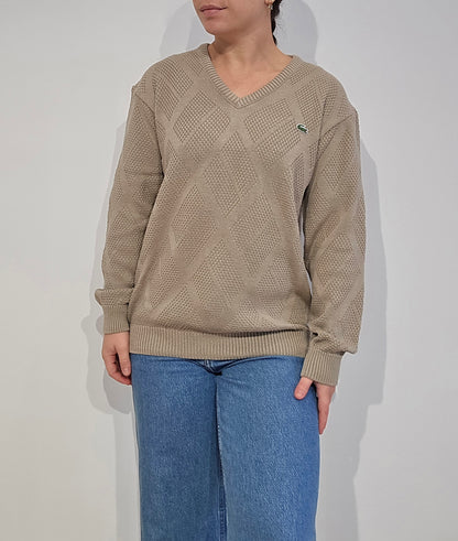 Pull col V marron des années 90' - S