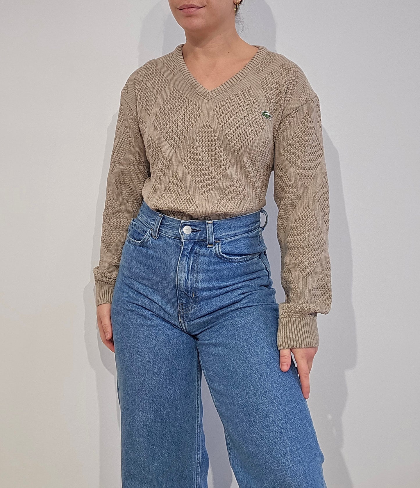 Pull col V marron des années 90' - S