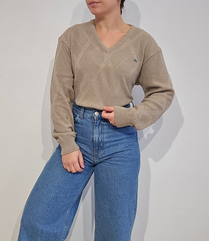 Pull col V marron des années 90' - S