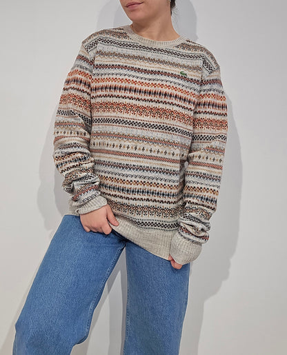 Pull vintage marron à motifs des années 90' - M/L