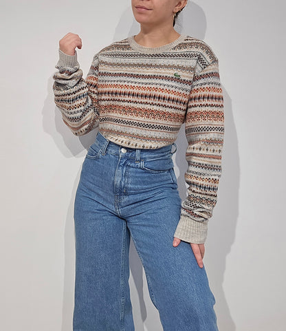 Pull vintage marron à motifs des années 90' - M/L