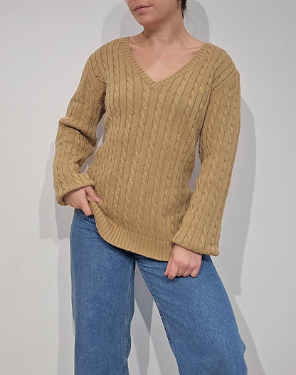 Pull en maille torsadée marron collection RLR - L