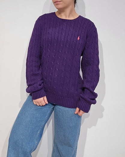 Pull en maille torsadée violet - L/XL