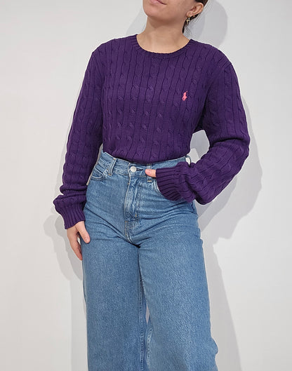 Pull en maille torsadée violet - L/XL