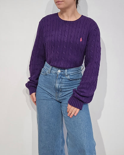Pull en maille torsadée violet - L/XL