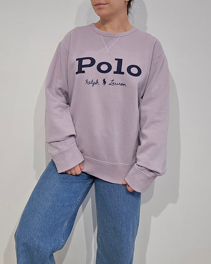 Sweat lila "polo" brodé - XL