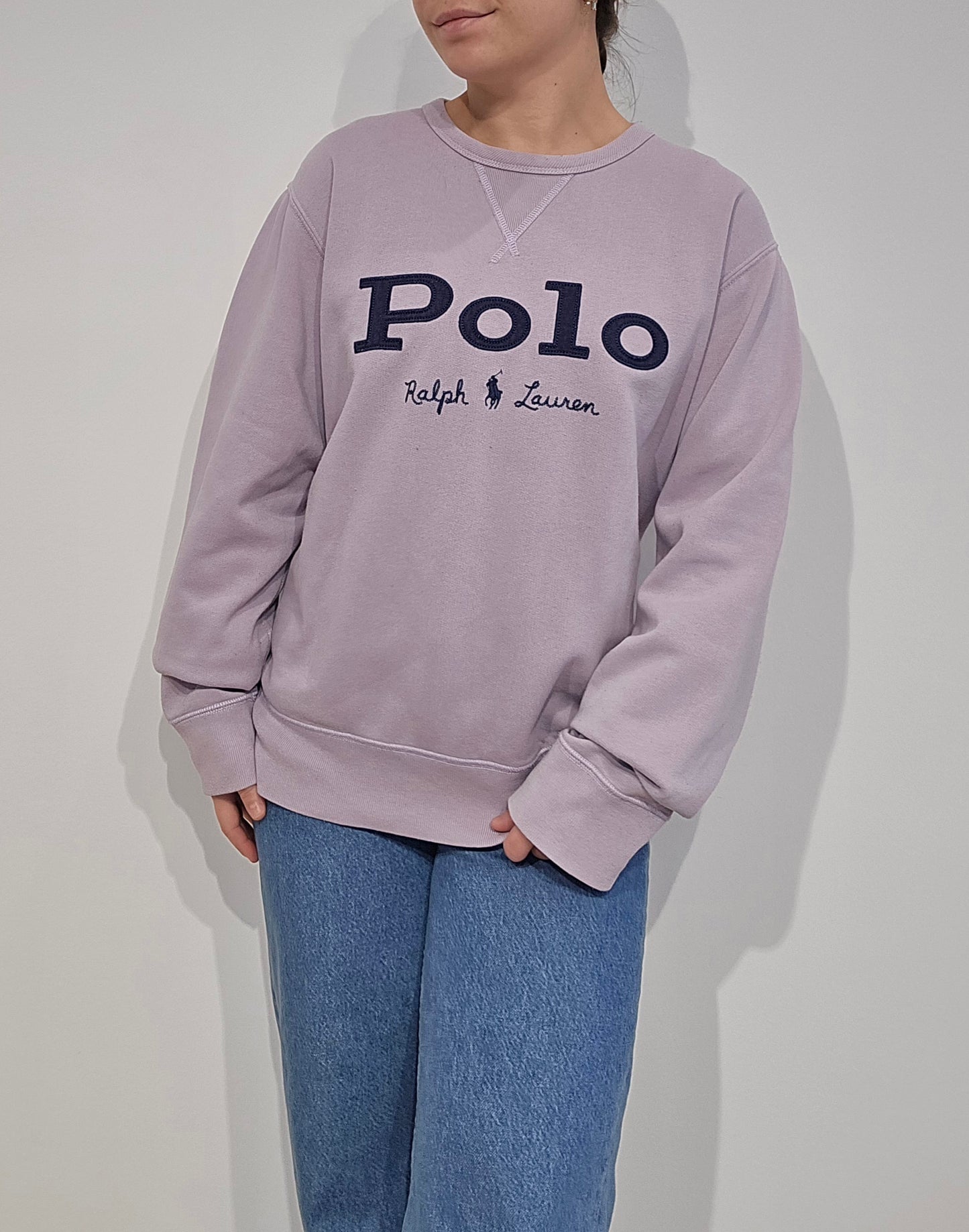 Sweat lila "polo" brodé - XL