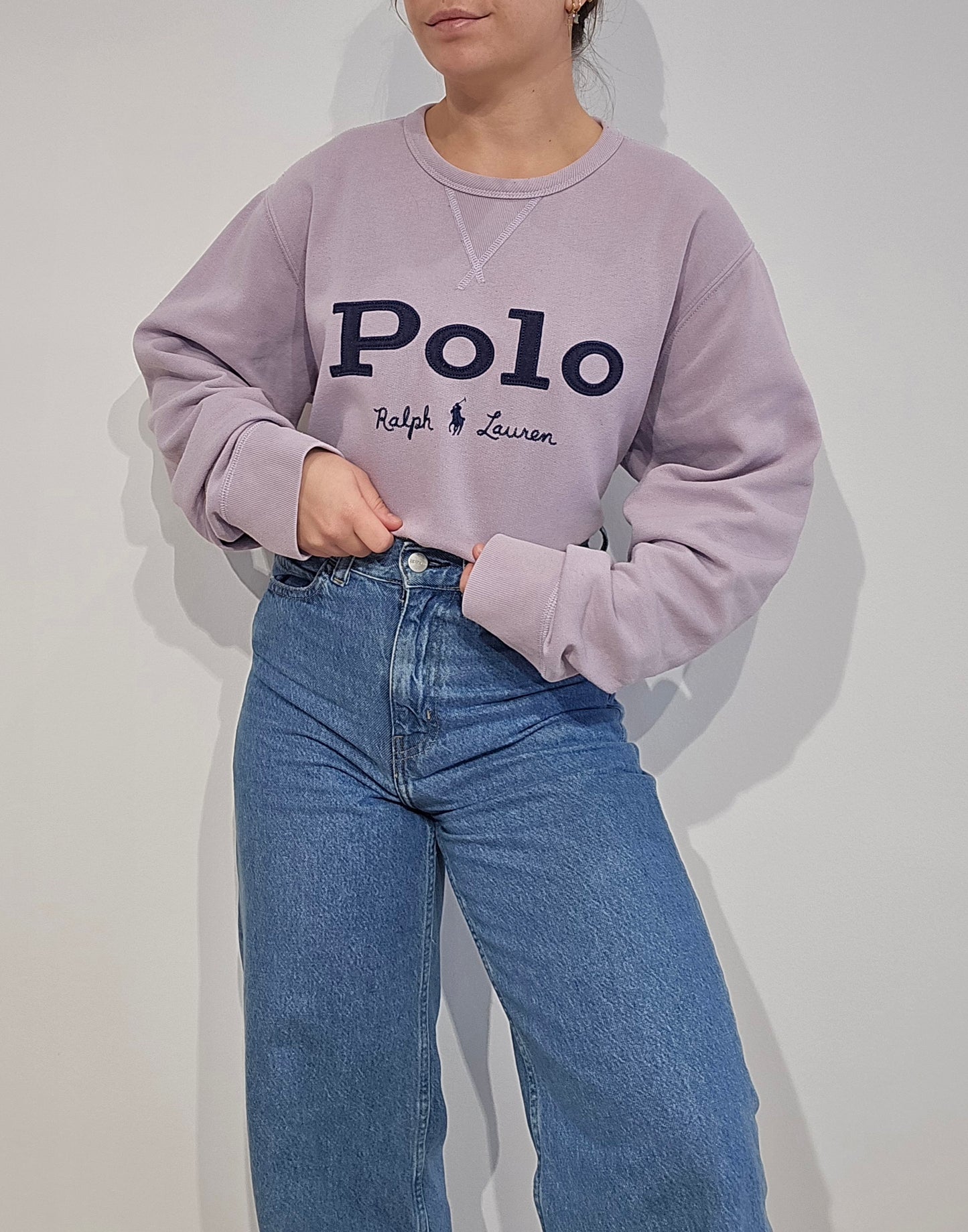 Sweat lila "polo" brodé - XL
