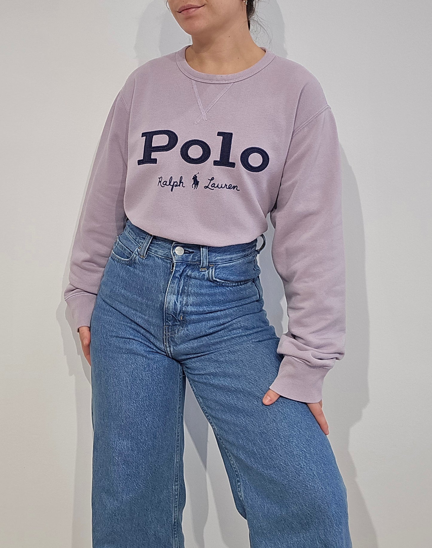Sweat lila "polo" brodé - XL