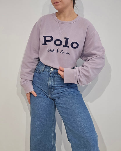 Sweat lila "polo" brodé - XL