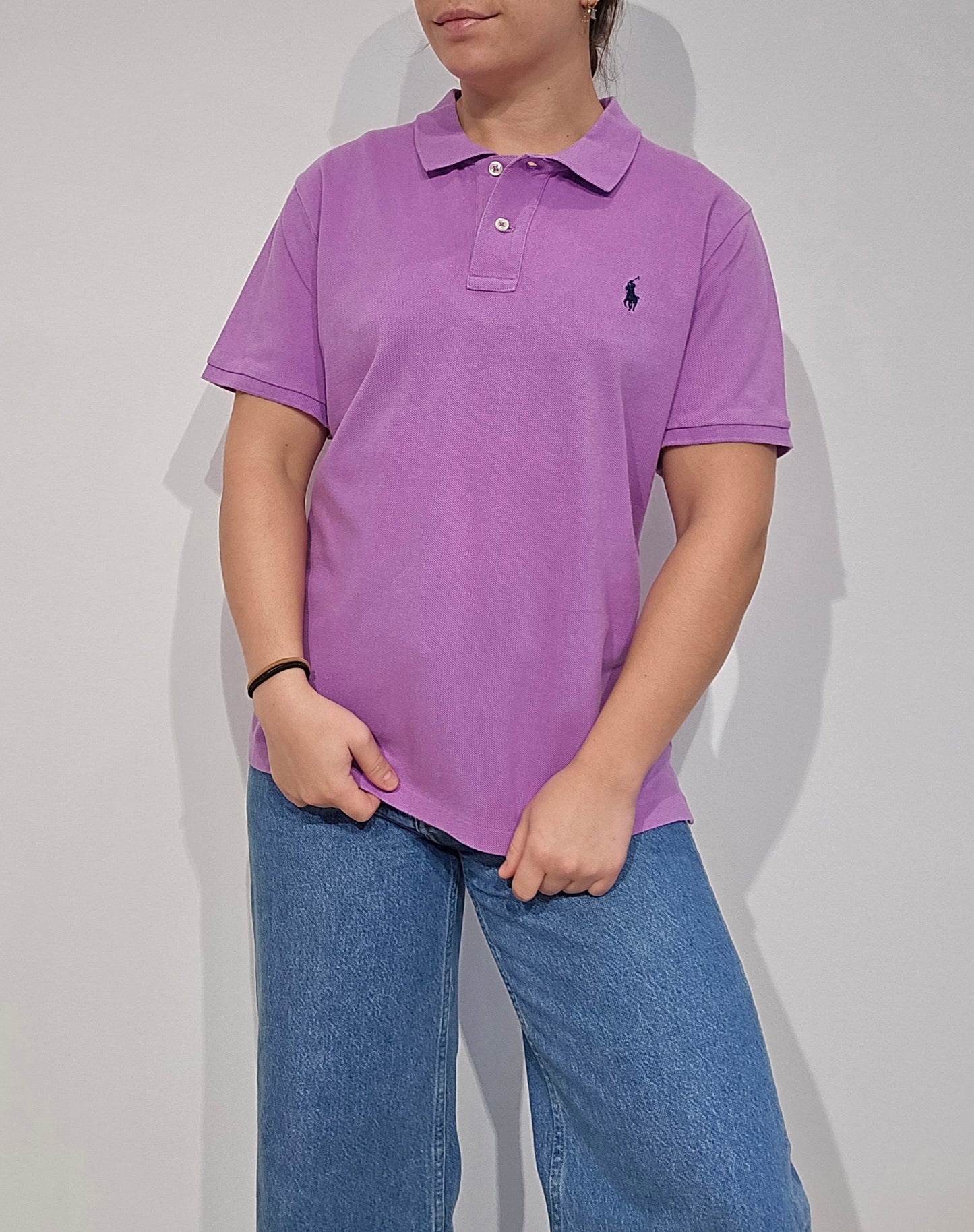 Polo skinny fit en coton rose - L