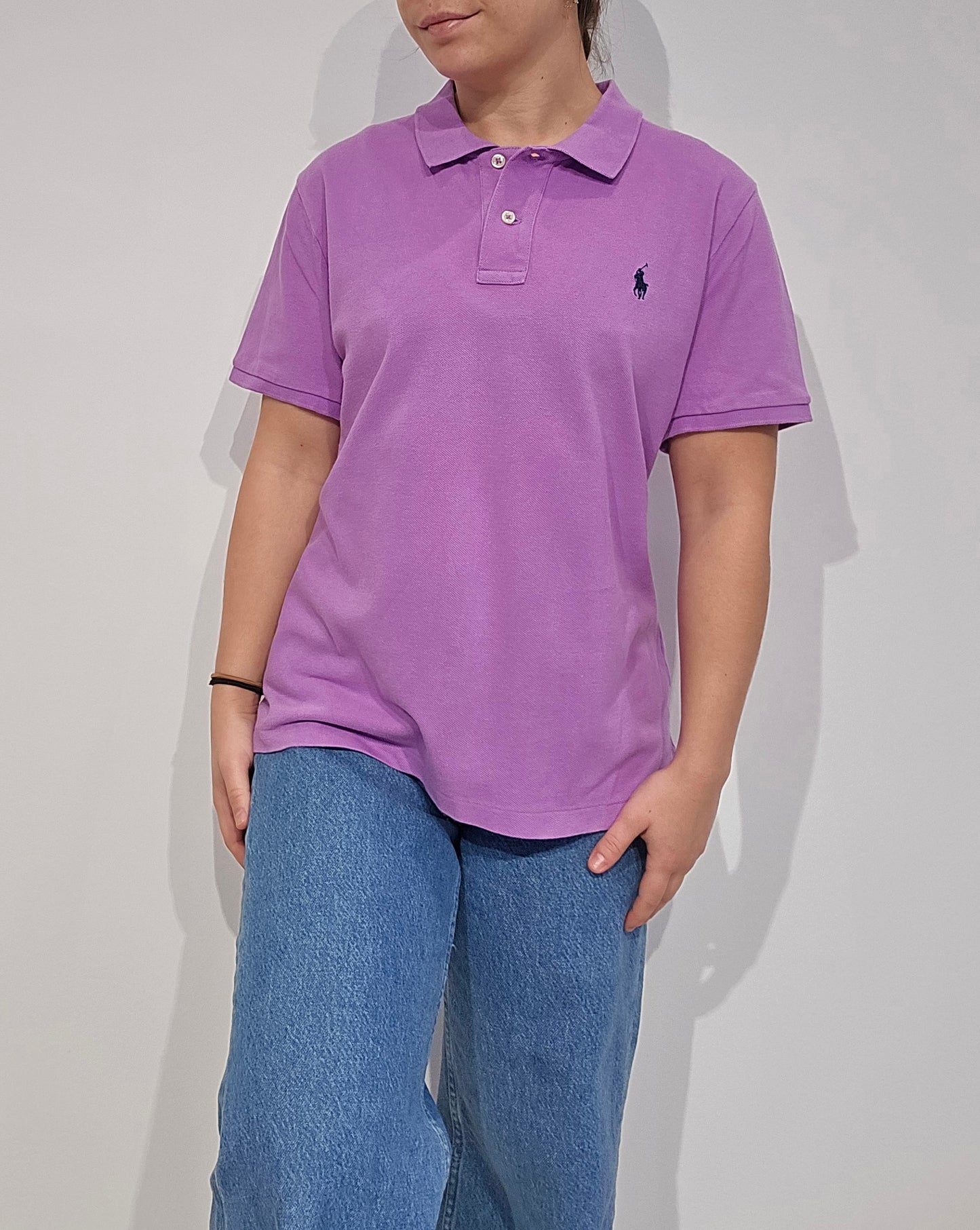 Polo skinny fit en coton rose - L