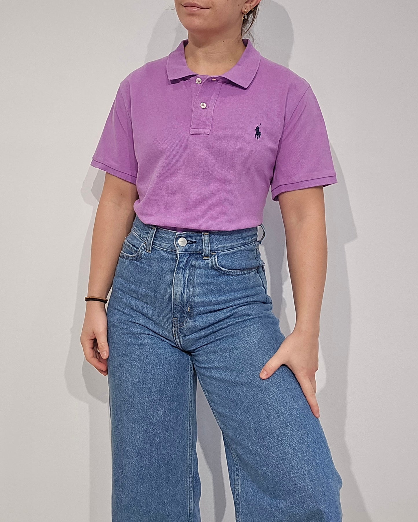 Polo skinny fit en coton rose - L