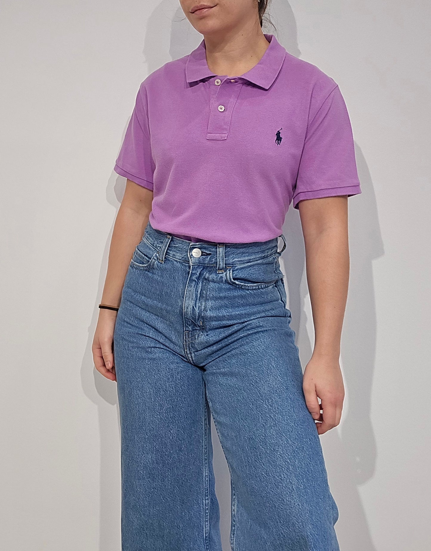 Polo skinny fit en coton rose - L