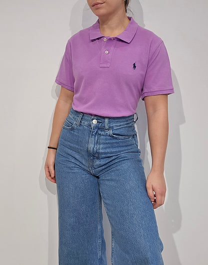 Polo skinny fit en coton rose - L