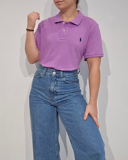 Polo skinny fit en coton rose - L