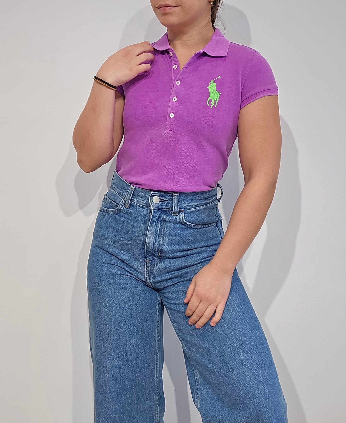 Polo moulant en coton rose - XS