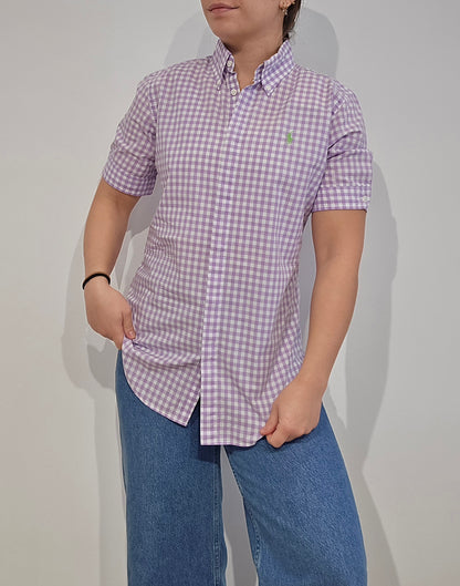 Chemise en coton vichy violet - XS