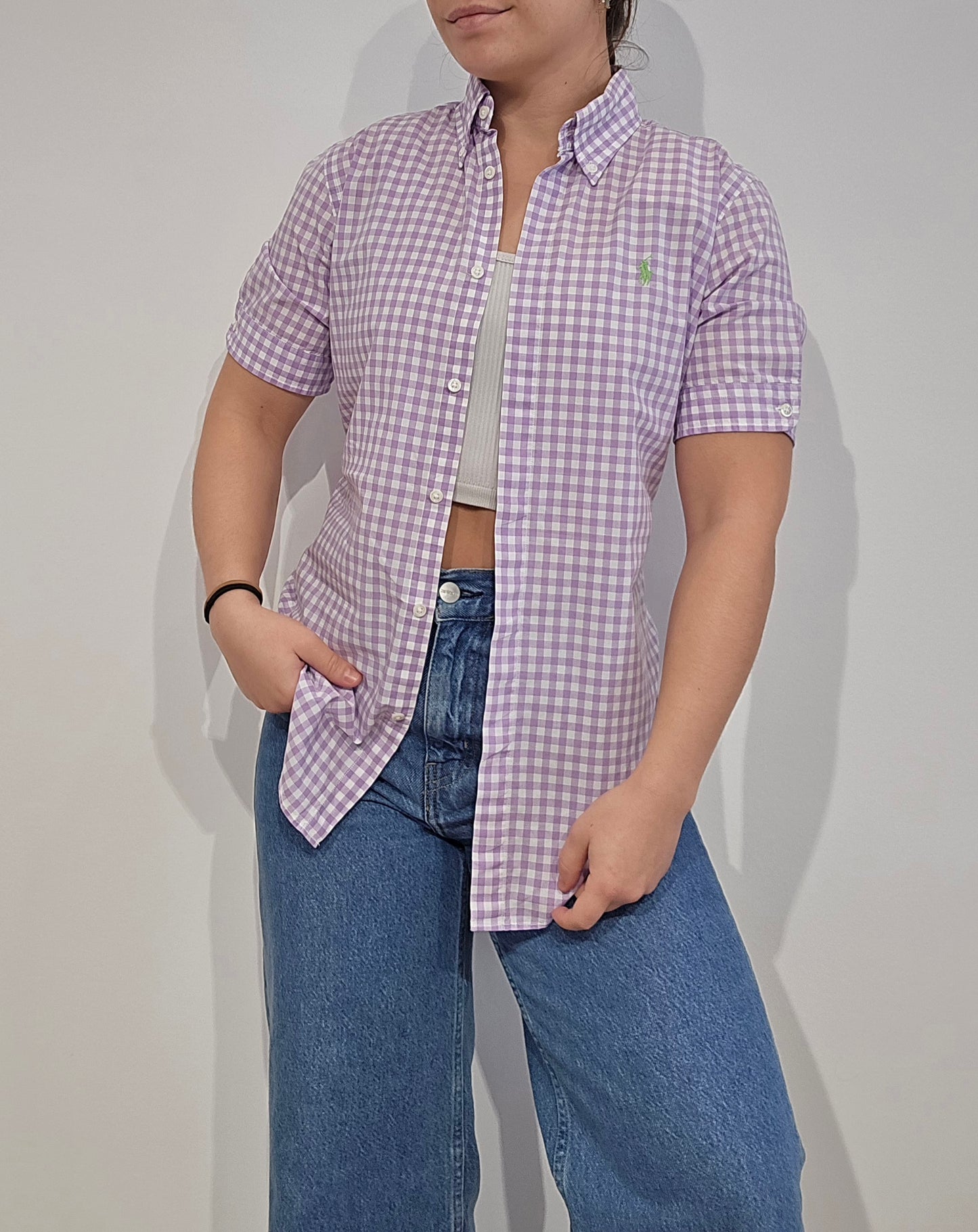 Chemise en coton vichy violet - XS