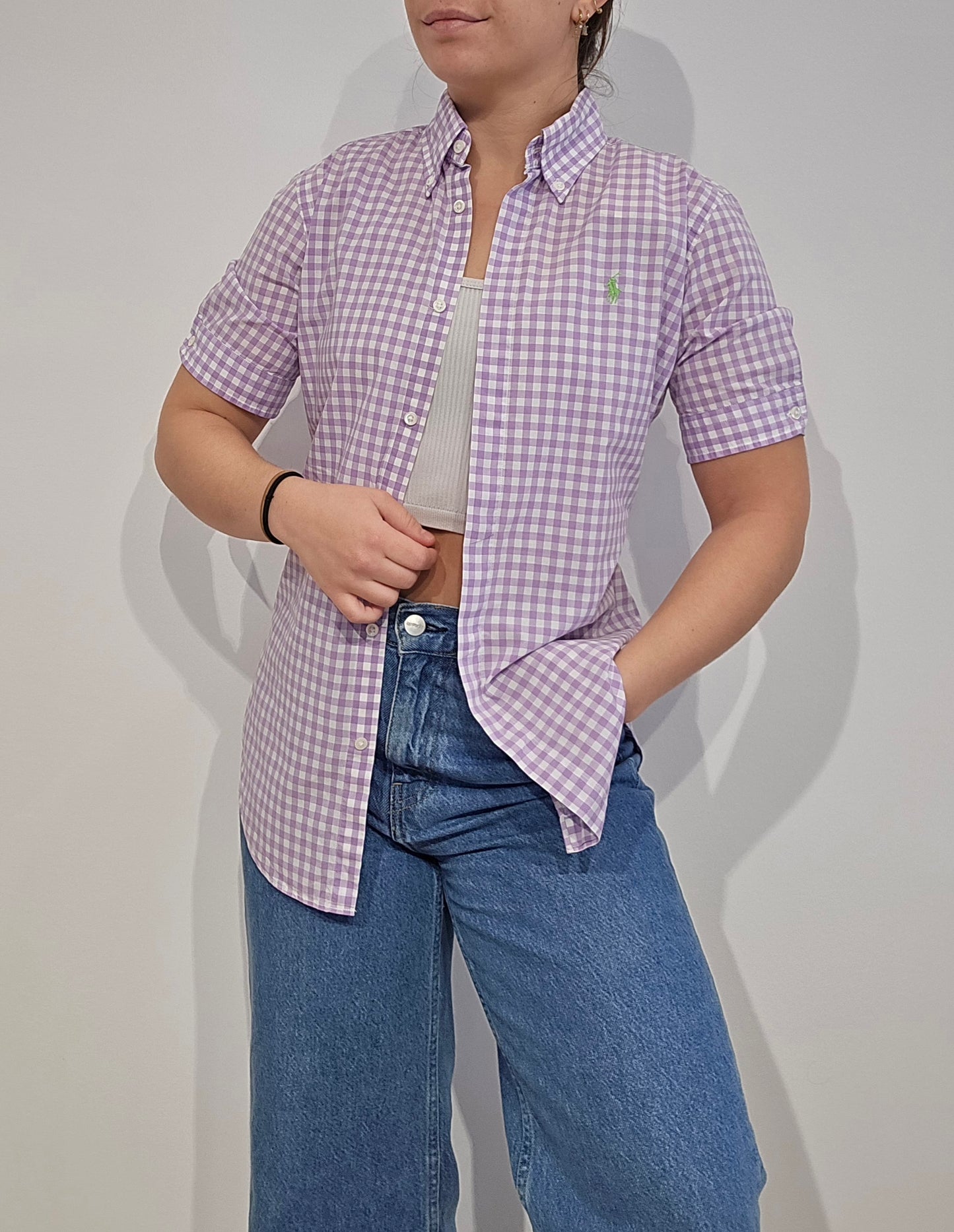 Chemise en coton vichy violet - XS