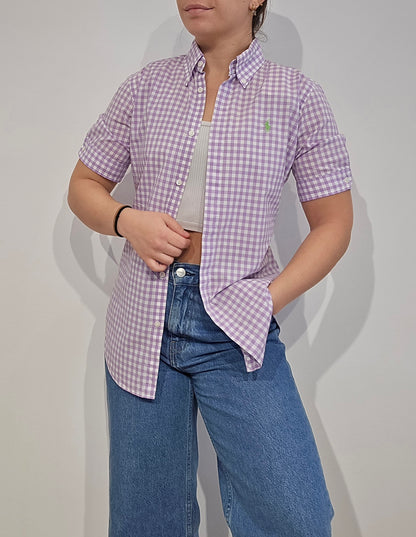 Chemise en coton vichy violet - XS