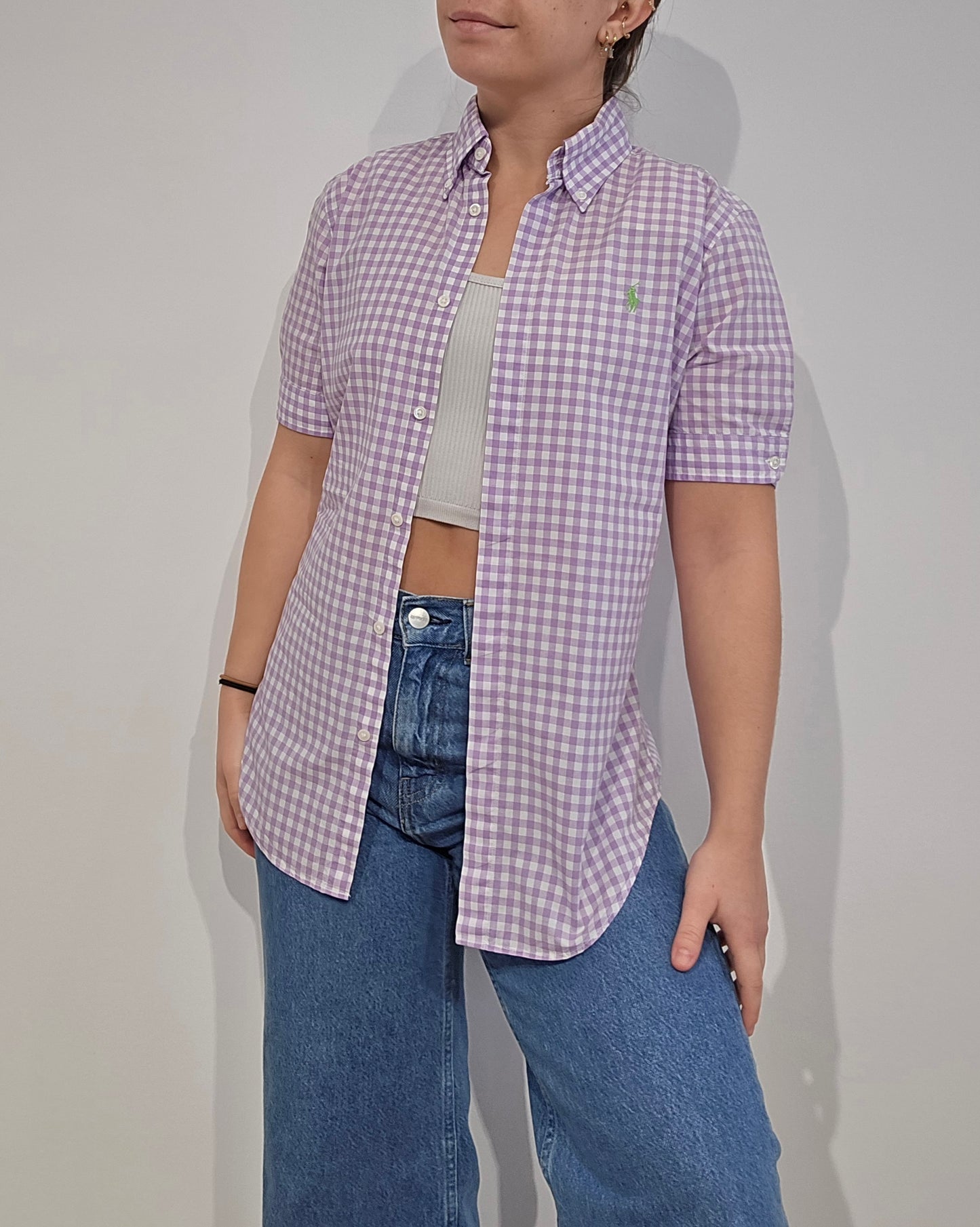 Chemise en coton vichy violet - XS