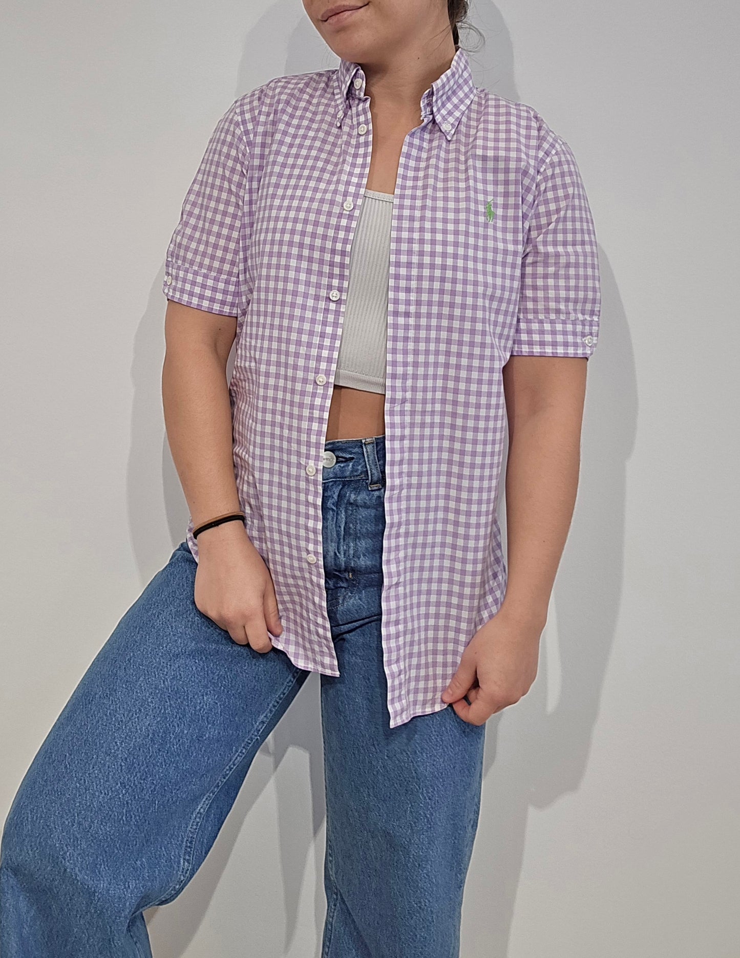 Chemise en coton vichy violet - XS
