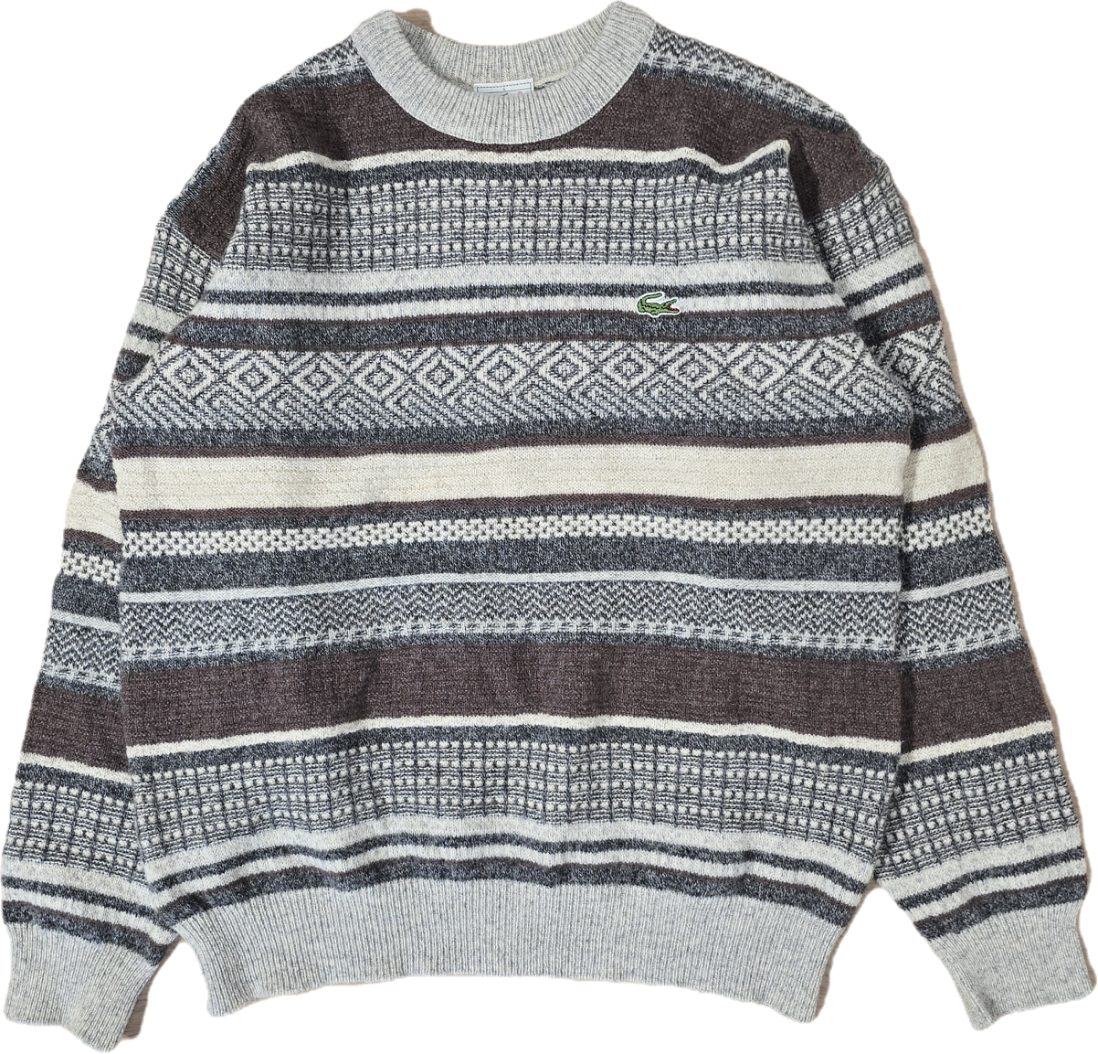 Pull en maille à motifs marron - L