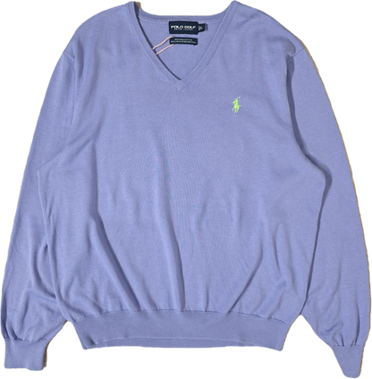 Pull léger col V violet - XL