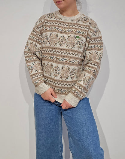Pull vintage à motifs des années 80' Fabriqué en Espagne - XS