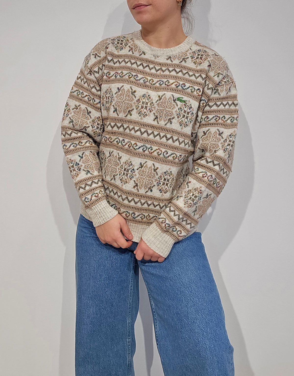 Pull vintage à motifs des années 80' Fabriqué en Espagne - XS