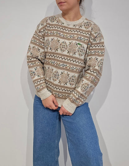 Pull vintage à motifs des années 80' Fabriqué en Espagne - XS