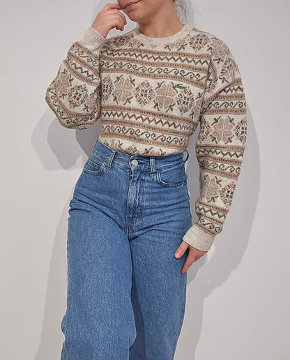 Pull vintage à motifs des années 80' Fabriqué en Espagne - XS