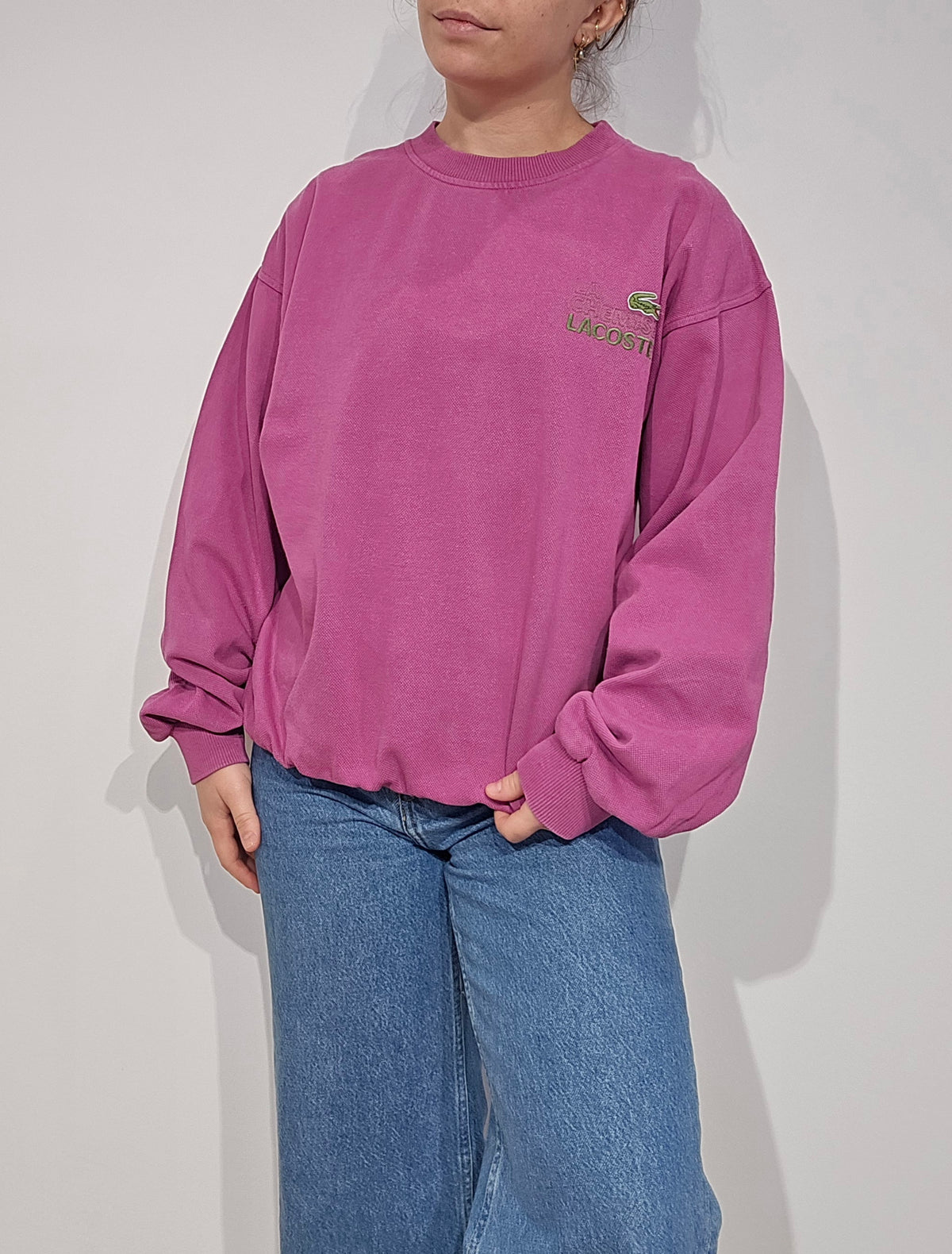 Sweat rose des années 80' La chemise Lacoste Fabriqué en France - M
