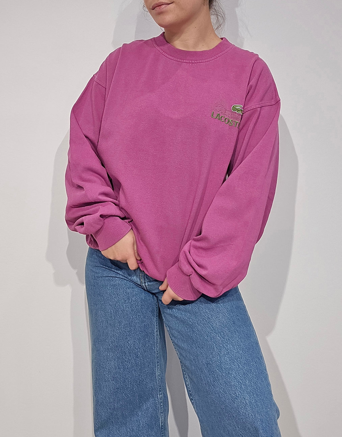 Sweat rose des années 80' La chemise Lacoste Fabriqué en France - M