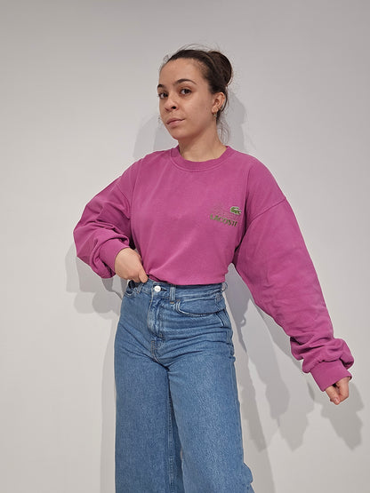 Sweat rose des années 80' La chemise Lacoste Fabriqué en France - M