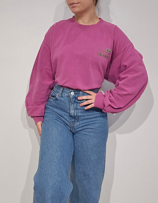 Sweat rose des années 80' La chemise Lacoste Fabriqué en France - M