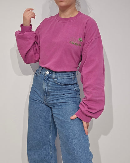 Sweat rose des années 80' La chemise Lacoste Fabriqué en France - M