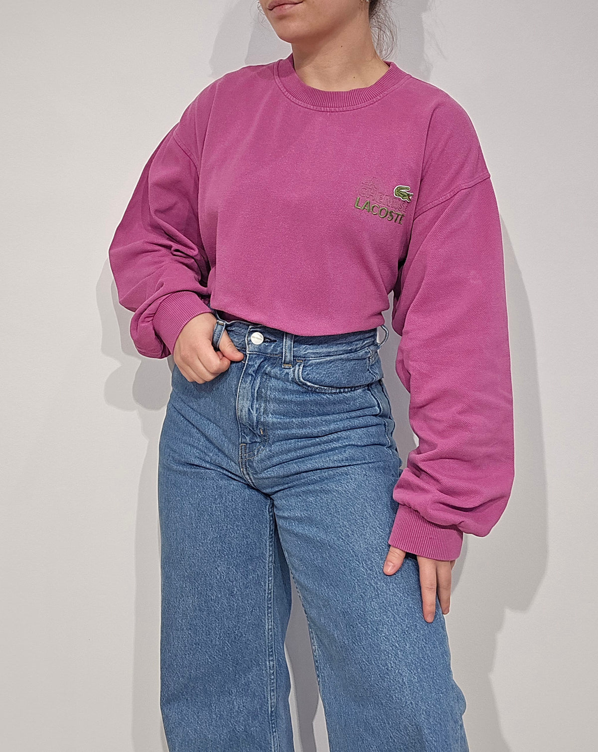 Sweat rose des années 80' La chemise Lacoste Fabriqué en France - M