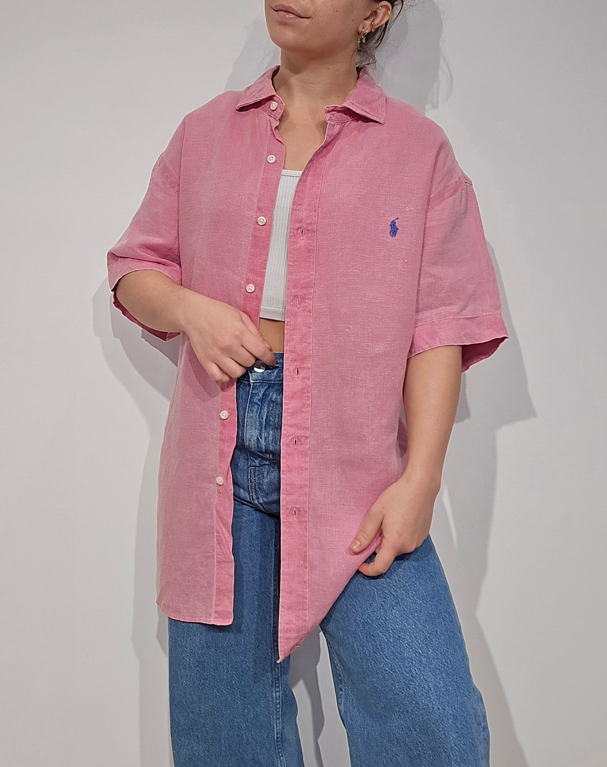 Chemise en lin rose - XL
