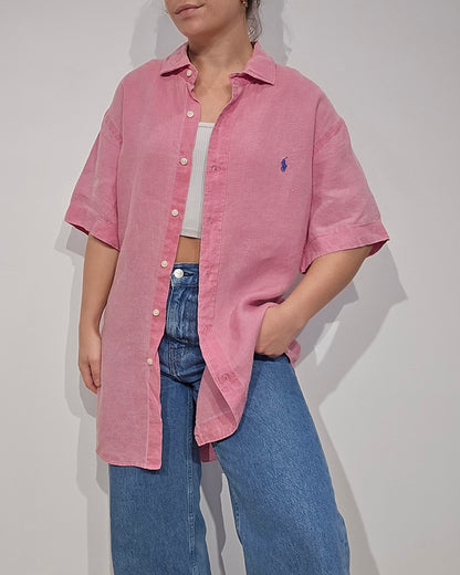 Chemise en lin rose - XL